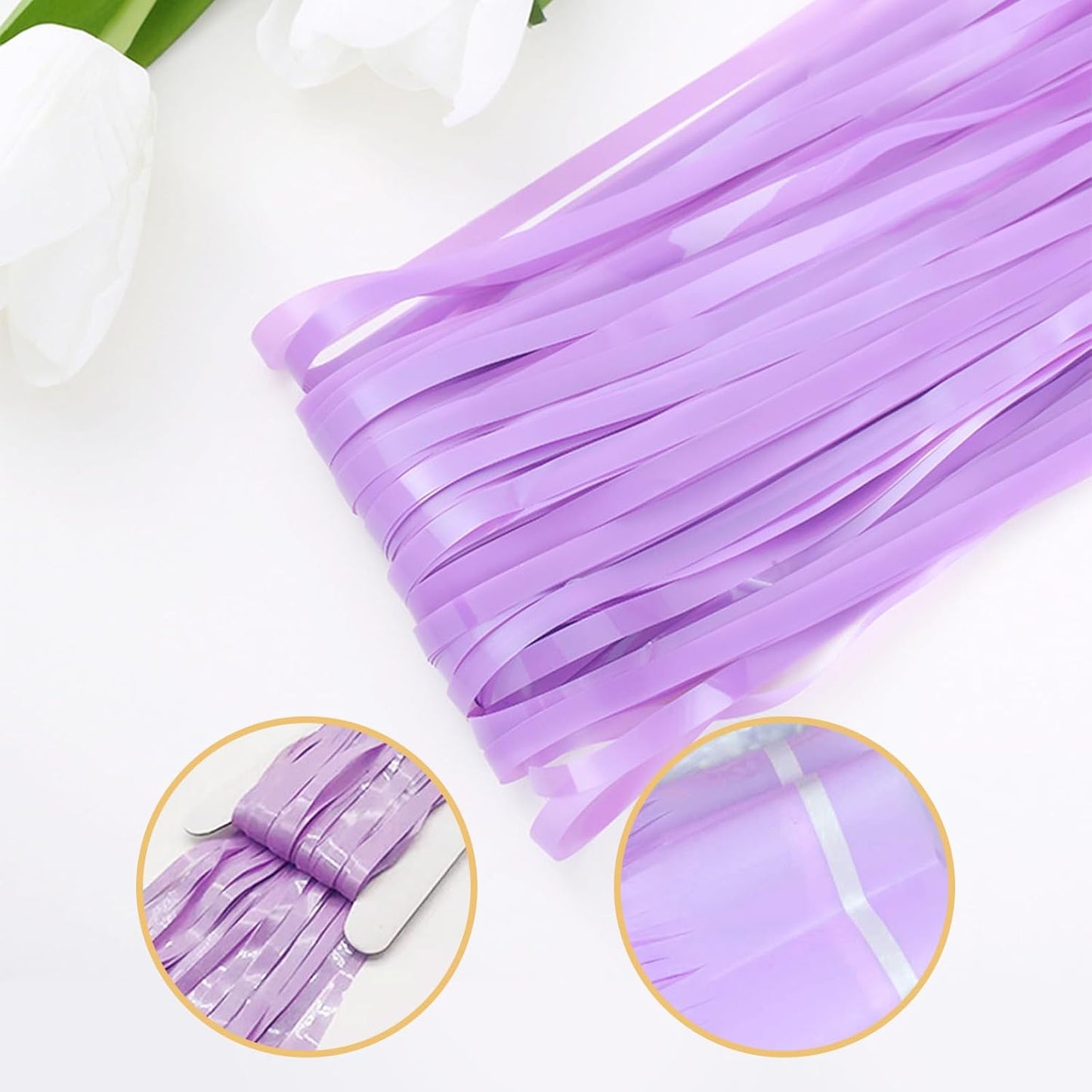 10 Pack Purple Foil Curtain Backdrop 3.2ft x 8.2ft Macaron Tinsel Foil Fringe Curtains Streamer Photo Booth Backdrop for Birthday Party Baby Shower Engagement Wedding Holiday Decor (Macaron Purple)