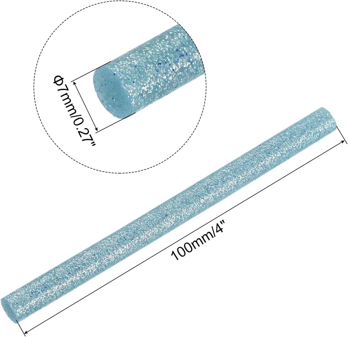 uxcell 20pcs Hot Glue Sticks for Glue Gun 7mm/0.27-inch x 4-inch Mini Hot Melt Adhesive Glue Stick Glitter Sky Blue