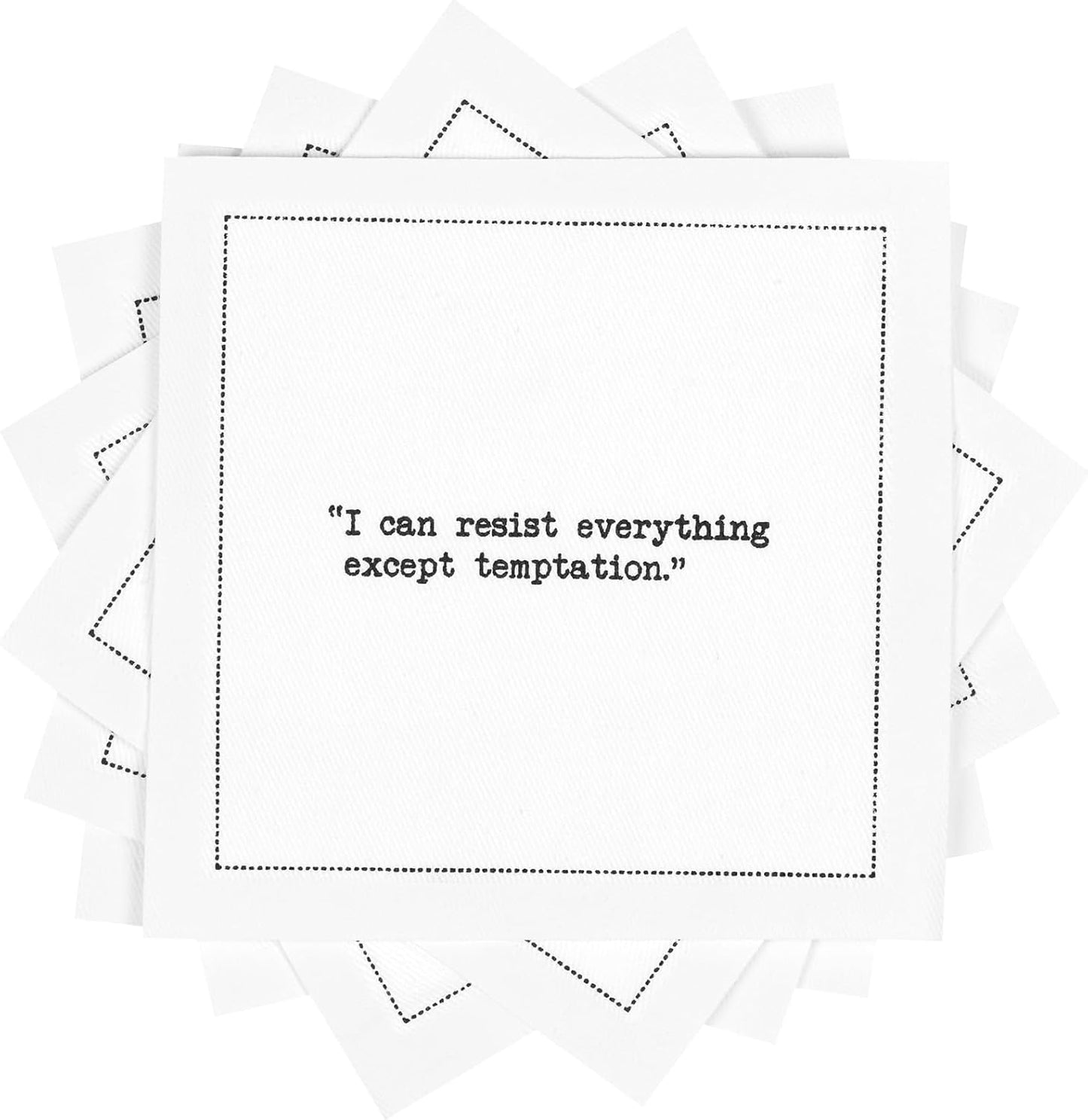 Oscar Wilde Quotes Napkins, White Cotton Cloth Napkins, 4.5" x 4.5" - (50 Pack)