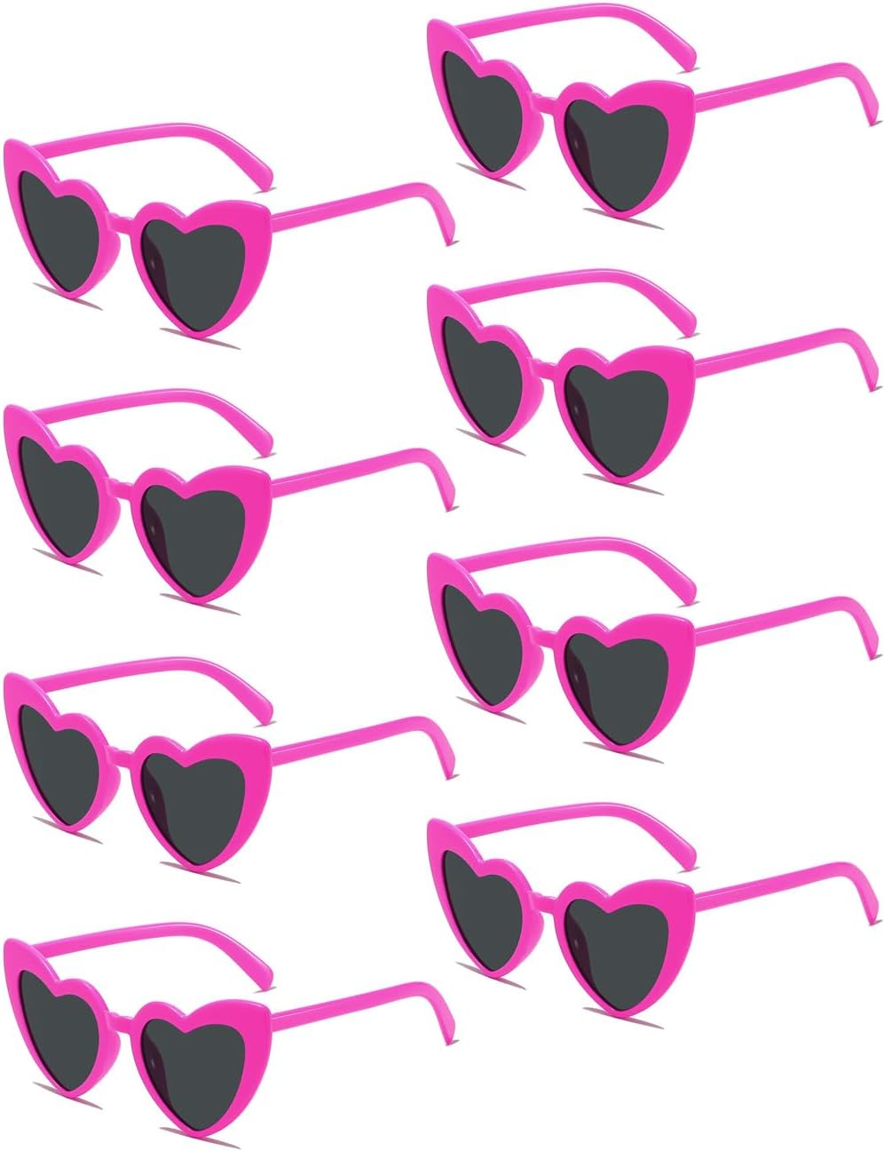 8 Pack Heart Sunglasses Vintage Cat Eye Heart Glasses Retro Bachelorette Bride Sunglasses Bulk for Women