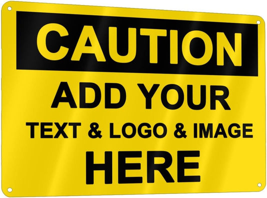 Custom Caution Signs Outdoor Metal - 12 x 8 Personalized Aluminum Warning Signs Rust-Proof Beware of Dog Sign Safety Signs for Home Business