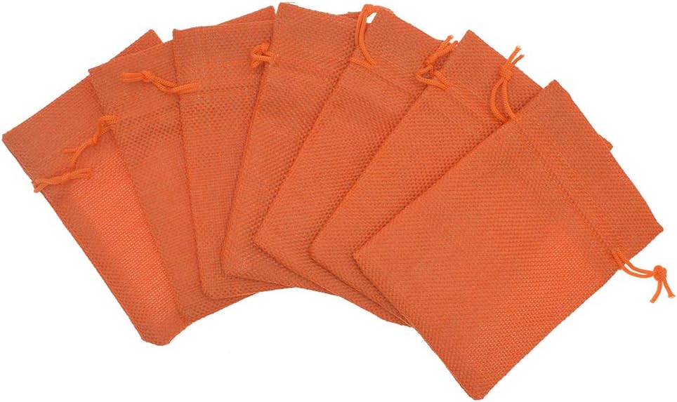 20pcs Burlap Gift Bags 5x7 inch, Orange Jute Drawstring Bags for Halloween Party Favors, Jewelry Candy Pouches, Arts Crafts Projects