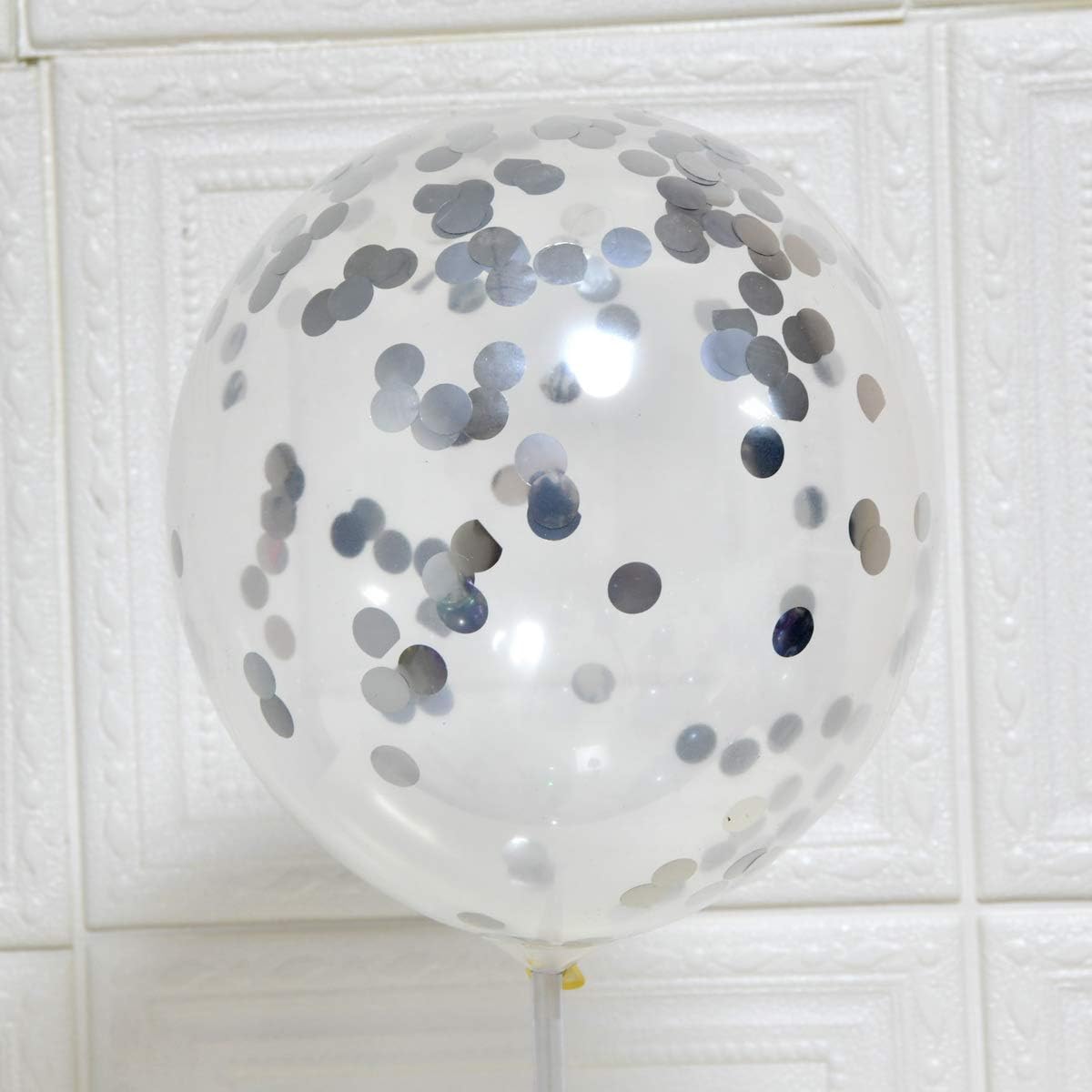 Party Balloons 12inch 50 Pcs Latex Confetti Balloons Birthday Balloons Party Decoration Wedding Baby Shower Christmas Party-Confetti Silver