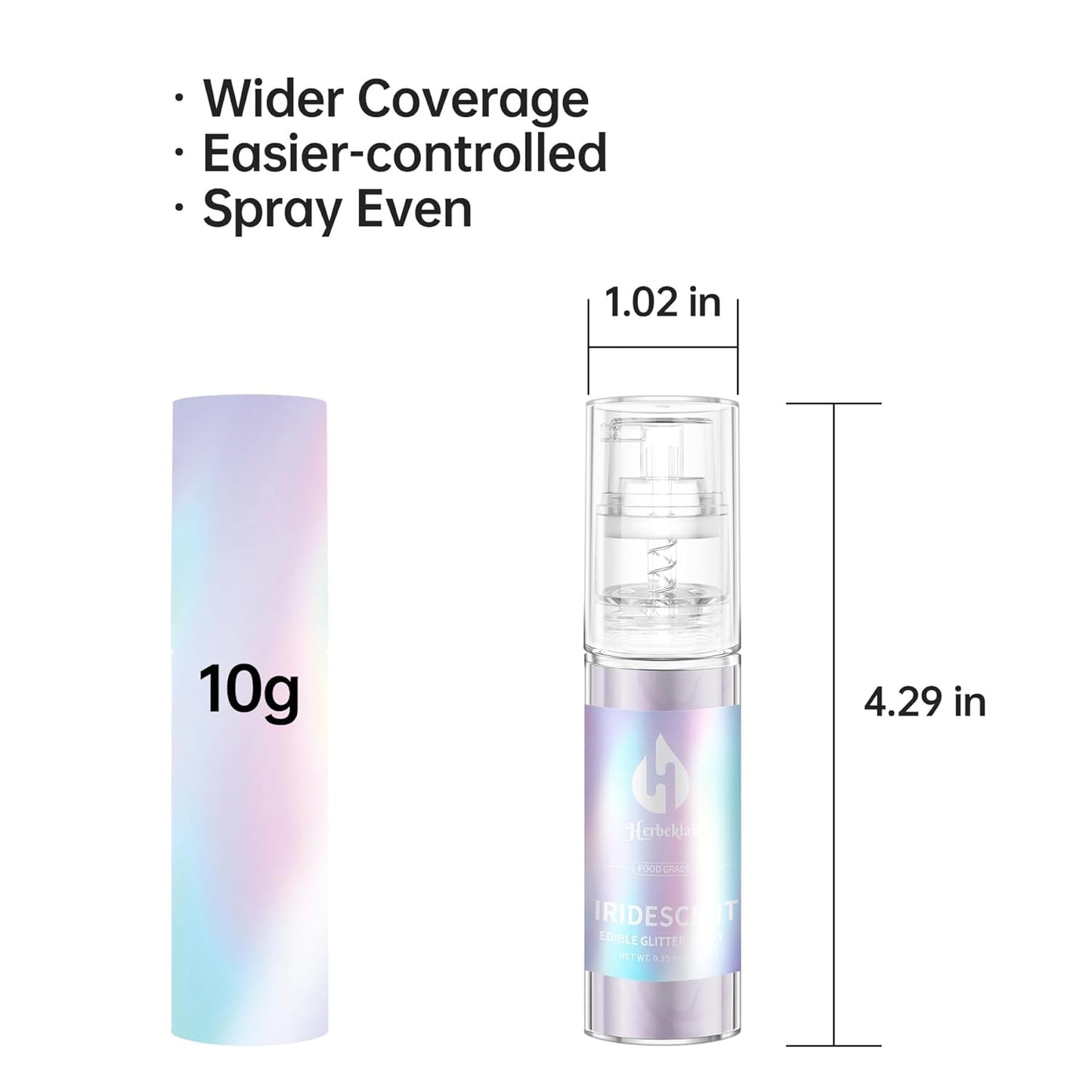 Iridescent Edible Glitter - Herbeklab Edible Glitter Spray 10g Edible Iridescent Glitter for Cakes Food Grade Drink Glitter Rainbow Edible Glitter for Cocktails Chocolate Strawberry