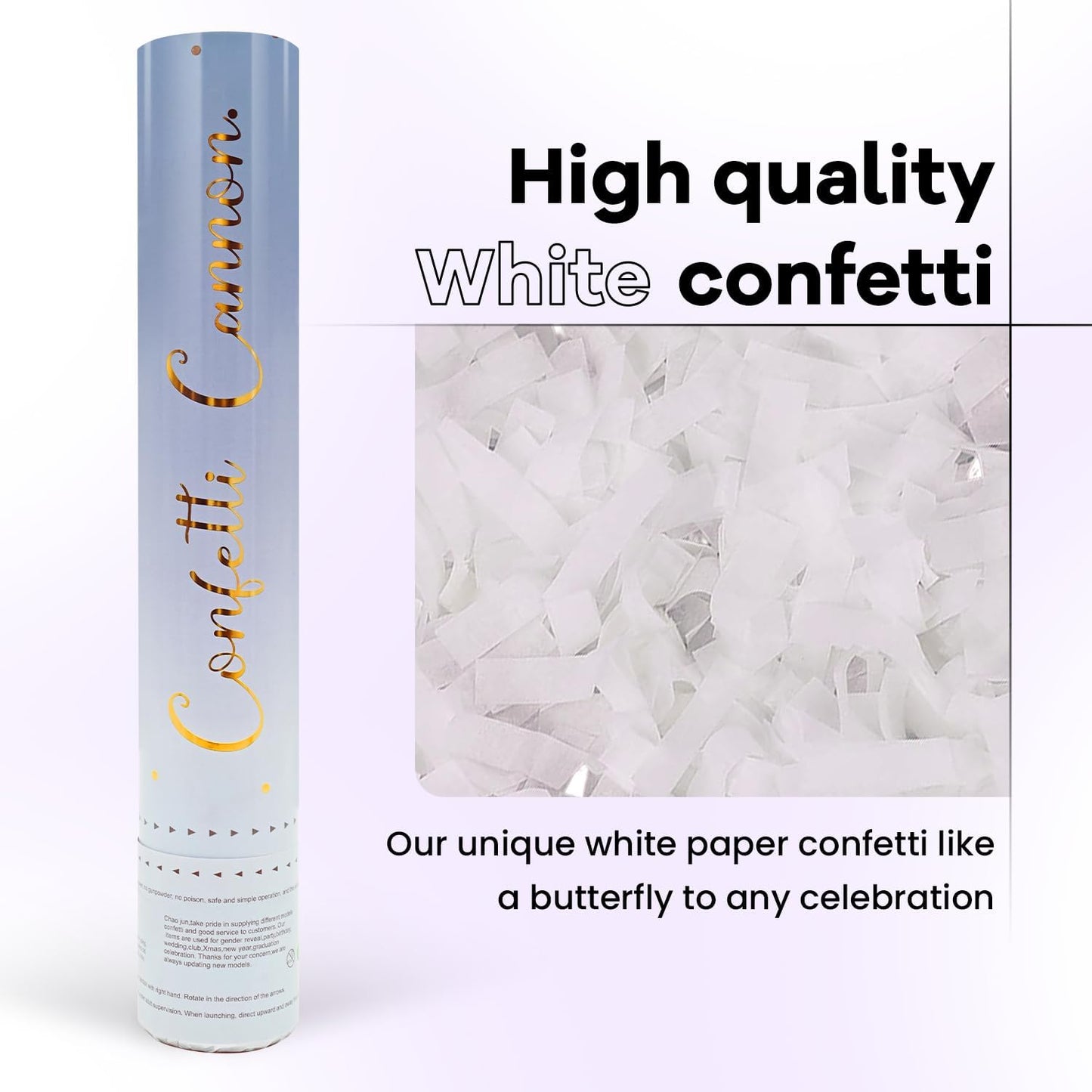 Confetti Poppers White Confetti Cannon 12 Pack Party Poppers Biodegradable12inch Wedding Party Confetti Bulk Streamer Confetti Cannon Launches up to15-25ft for Christmas Birthday Graduation New Year