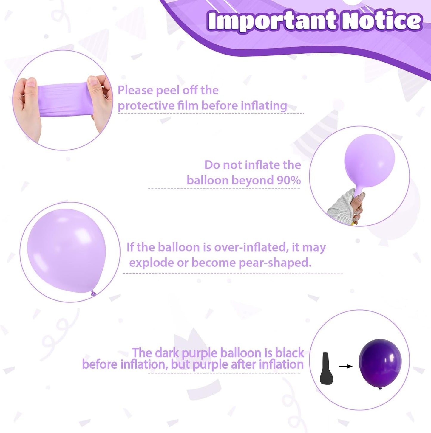 Pink and Purple Balloons, Pink Lavender Dark Purple Metallic Confetti Latex Balloons for Girls Women Birthday Party Baby Shower Bridal Shower Wedding Decorations