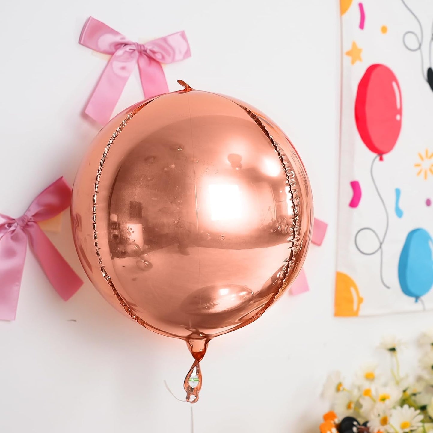 12Pcs Rose Gold Round Foil Balloons, 22" 15" 10" 4D Helium Ball Balloon, Metallic Rose Foil Balloon for Birthday Graduation Wedding Anniversary Bachelorette Disco Prom Party Decorations