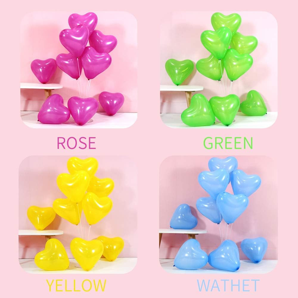 100 6-inch Pink Color Heart shaped Latex Balloons for Valentines Day,Propose Marriage,Wedding Party.