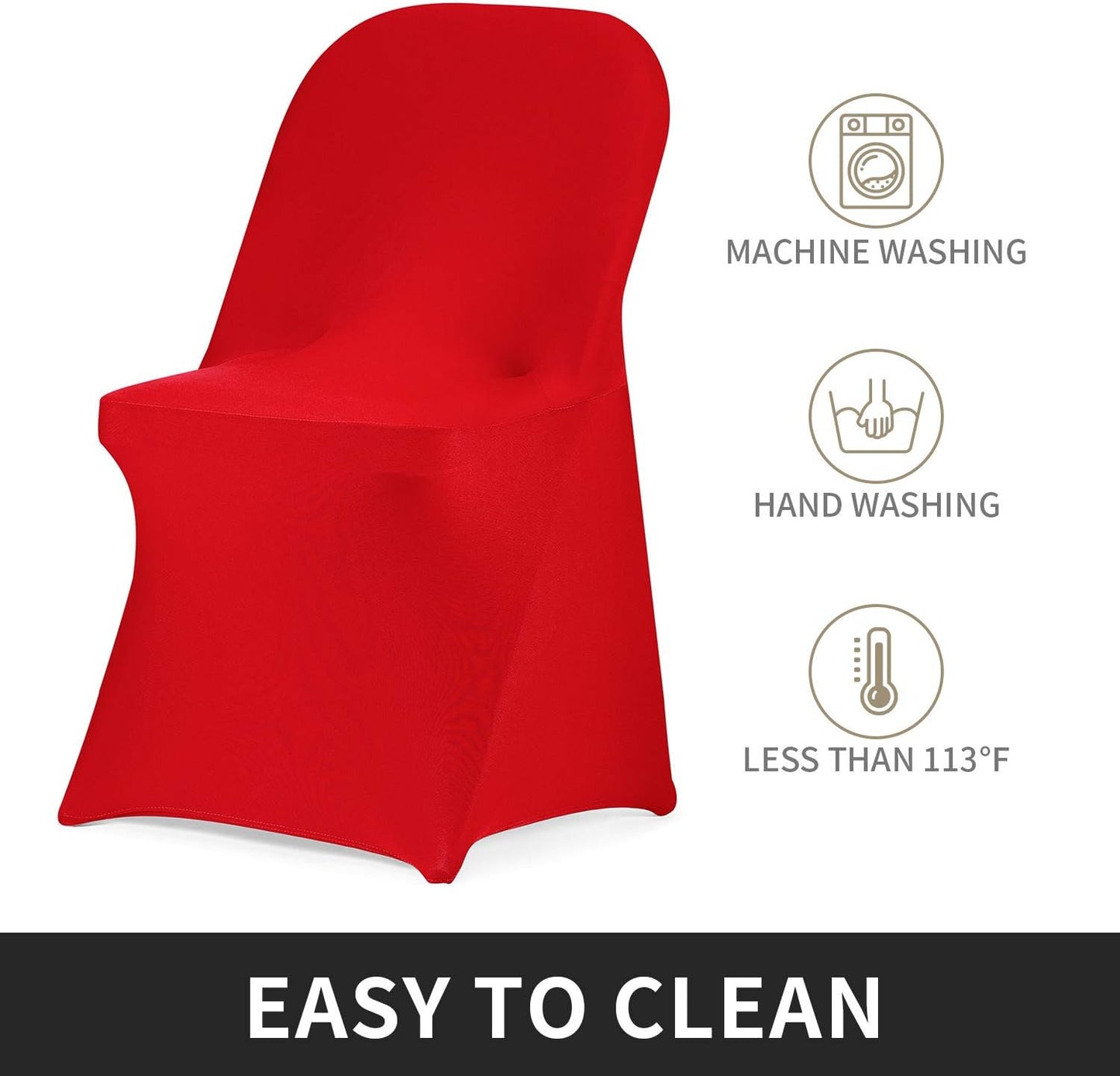 Peomeise Stretch Spandex Folding Chair Cover for Wedding Party Dining Banquet Event (Red,6pcs)