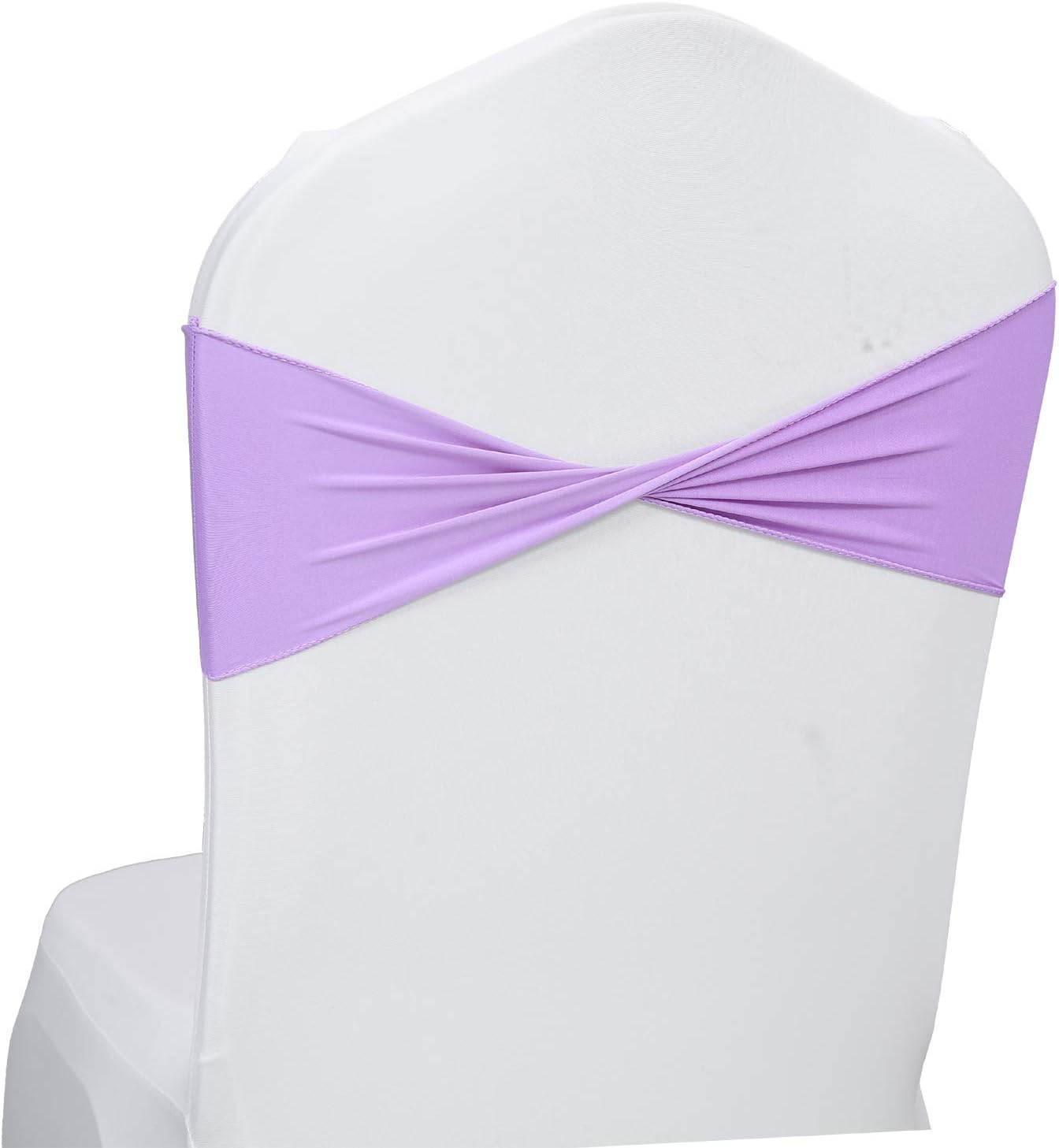 VDS Pack of 25 PCS | Lavender | Spandex Chair Sashes Bows Without Buckle | Stretch Elastic Banquet Universal Folding Chair Band Tie with for Wedding Party Conference Celebration Event Decoration