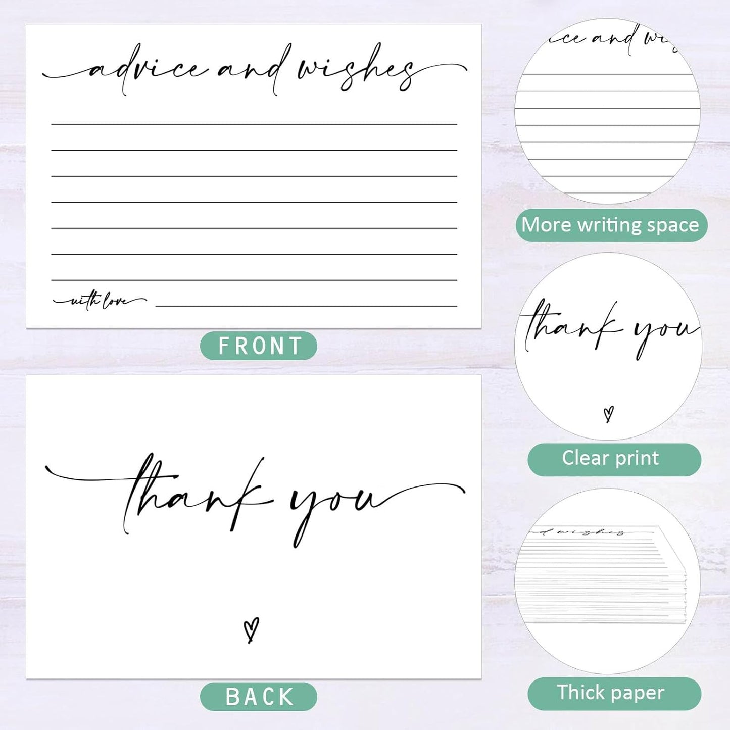 Advice and Wishes Cards Album, Baby Shower Advice Cards Book, Wedding Advice Card Guest Book Well Wishes Card for Bridal Shower, Mr and Mrs, Retirement, Graduation, Birthday