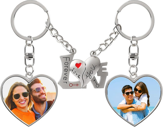 Double Side Custom Keychain with Picture Personalized Engraving Photo Text Customized Gifts for Men Women