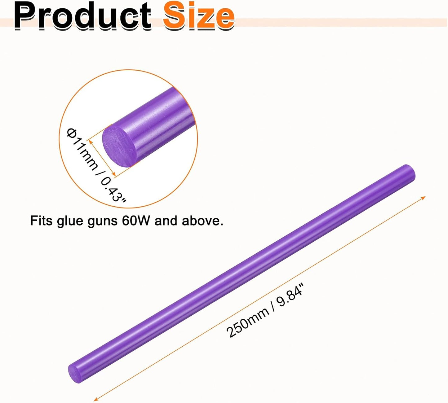 HARFINGTON 10pcs Hot Glue Sticks 0.43" Dia x 9.84" Long EVA Mini Hot Melt Adhesive Glue Stick for Hot Melt Gun Wood Plastic Glass Flowers Fabrics Foam, Purple