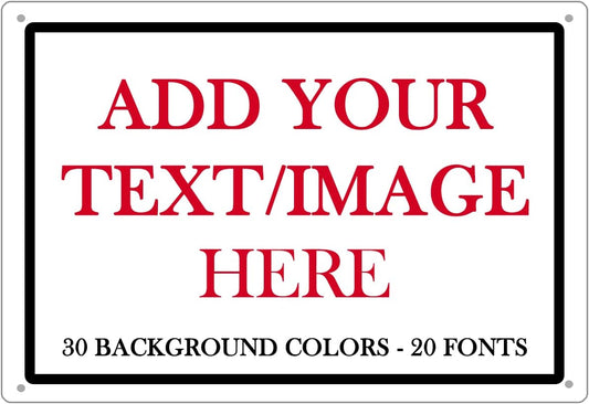 Custom Signs Outdoor Metal Sign - 12 x 8 Personalized Aluminum Rust-Proof Entrance Signs, Garden Hazard Intersection Parking Decorative (Black Text Box)