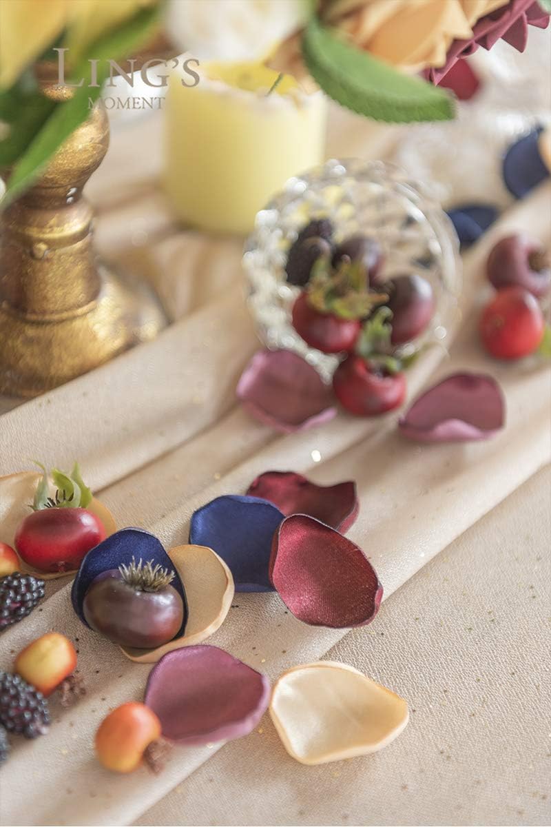 Ling's Moment Rose Petals, Silk Flower Petals for Wedding/Aisle/Flower Girl Baskets/Table Centerpiece Décor,etc.Burgundy Navy Gold 200pcs