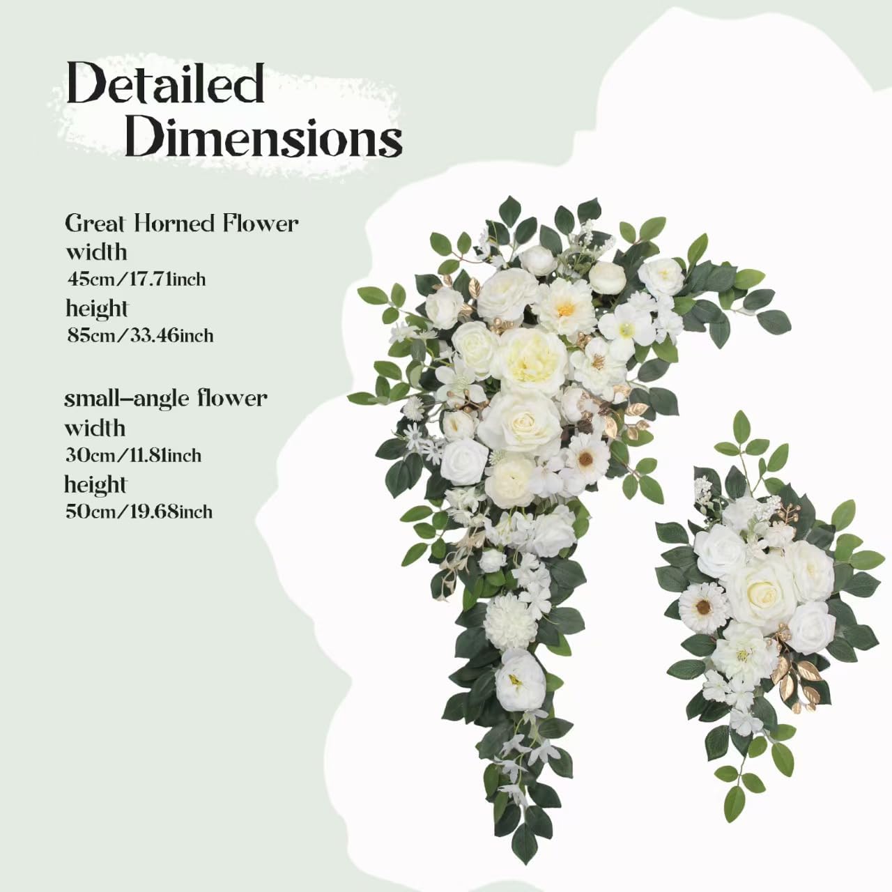 Wedding Arch Flowers,Artificial Flower Arch Decor,2pcs Artificial Flower Arrangement for Wedding Decor Reception Backdrop Floral Decorations (White)