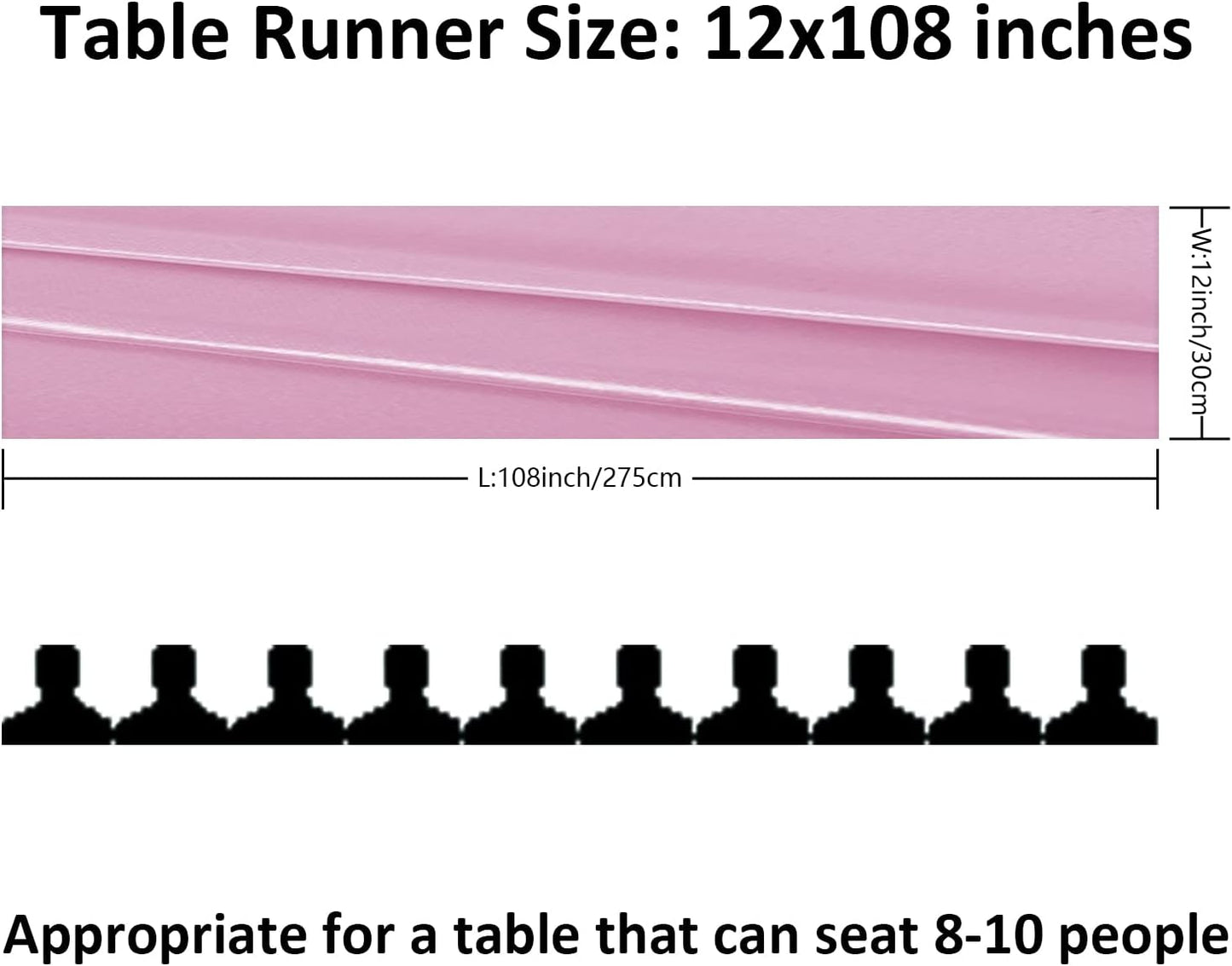 12Pack Table Runner 12 x 108 Inches Satin Silk Table Runner for Wedding, Birthday Party, Banquets, Graduations Decoration, fit Rectange and Round Table-Pink