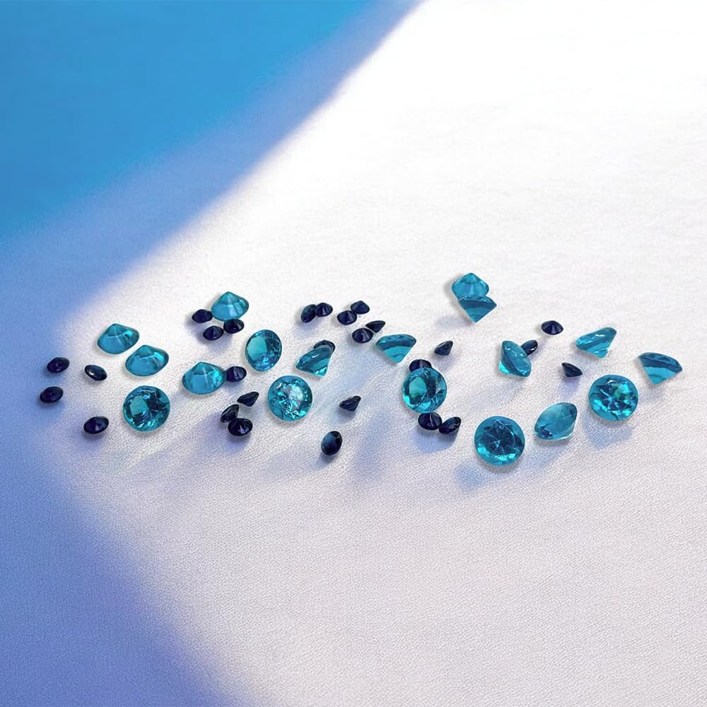 720 Pcs Morandi Blue Acrylic Diamonds Gems Table Scatters for Wedding Centerpieces,Treasure Gemstones,Bridal Shower,Floral Arrangement,Party Favor Decoration,Vase Fillers,14 OZ,0.8/0.4 Inch Mix