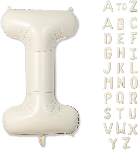 Cream 40 Inch I Foil Name Balloon, Self Inflating Large Letter Balloons for Girls Birthday Party, Baby Shower Decoration