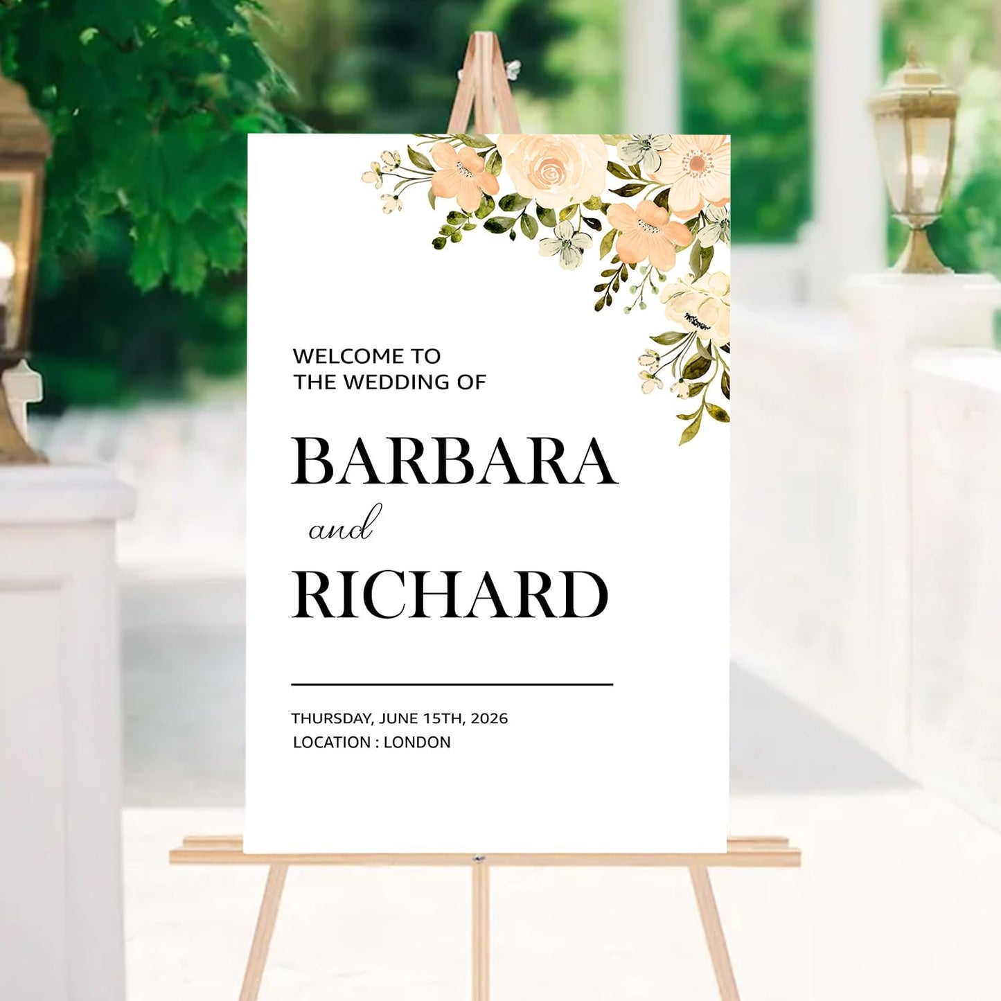 Foliage Editable Wedding Welcome Sign, Party Entrance Template, Printable Welcome Board for Reception or Ceremony