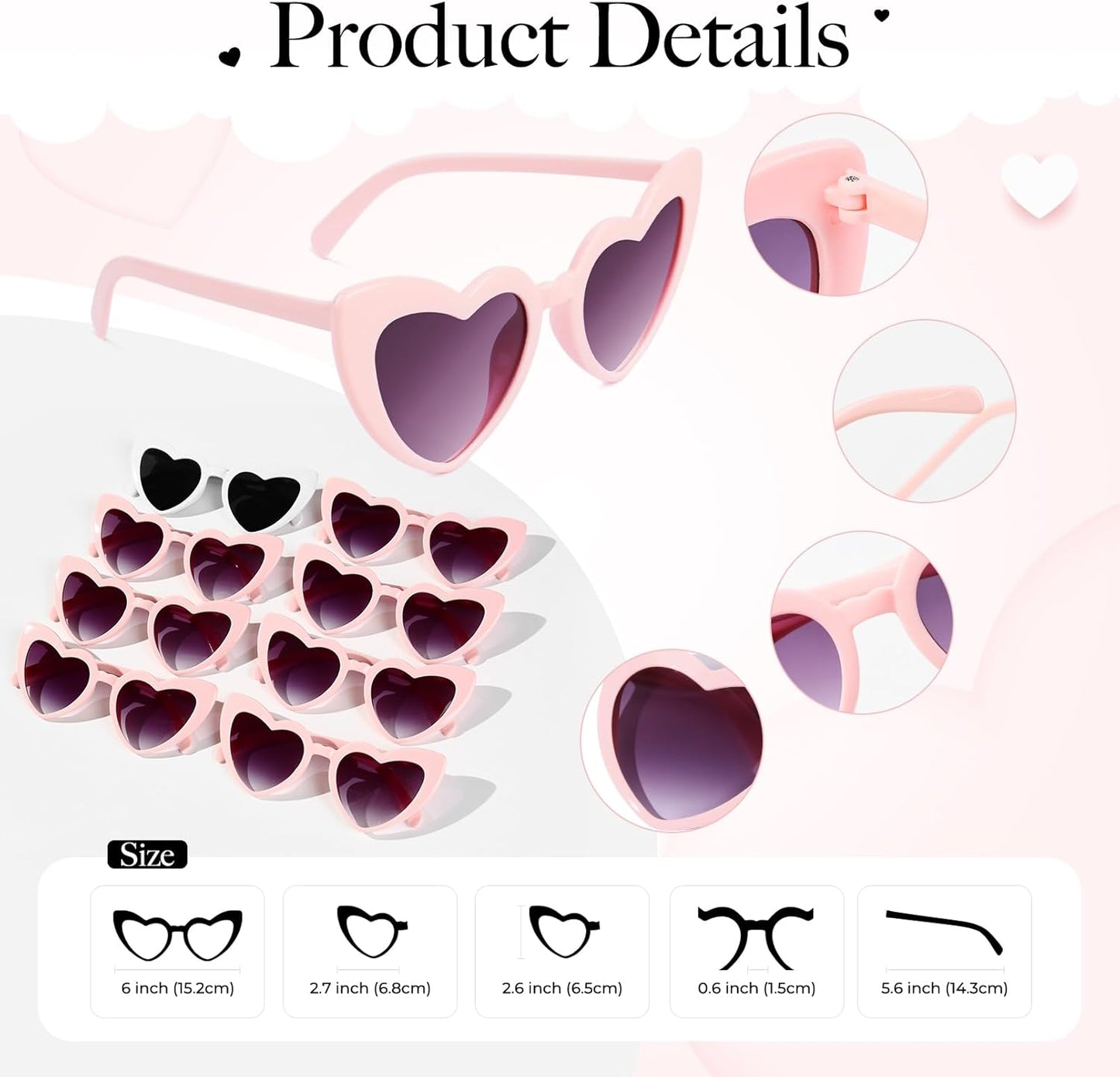 YOGFIT Heart Sunglasses for Women Fashion Classic Love Eye Protection Sunglasses Vintage Cute Heart Sunglasses