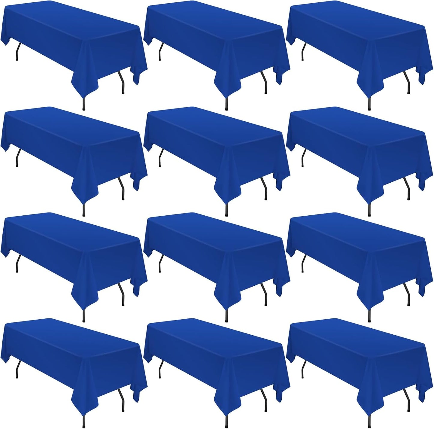 12 Pack Polyester Tablecloth 60 x 102 Inch Royal Blue Tablecloth for 6 Ft Rectangle Tables,Washable Fabric Table Covers Polyester Table Clothes for Wedding Parties Banque