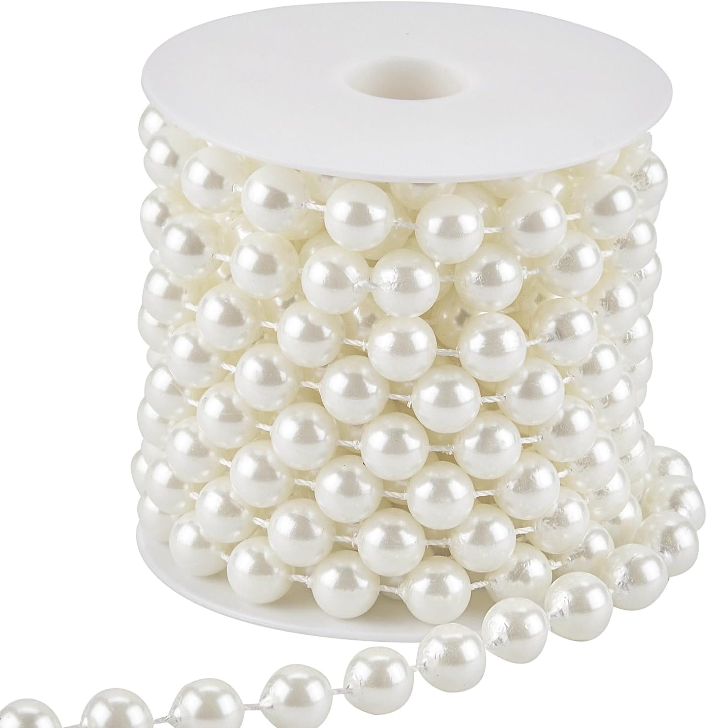 12mm Pearl Beads String, Ivory Pearls for Crafting Imitation Decorative Beads Garland 5.5 Yds, Wedding Party Valentine Christmas Tree Decorations