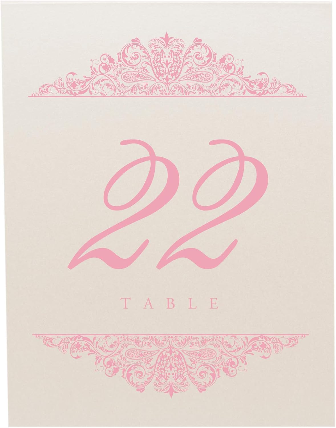 Paisley Wedding Table Numbers (Select Color/Quantity), Champagne, Pink, 1-20, Double Sided, Tent or Use in a Stand, Great for Parties & Restaurants - Made in the USA