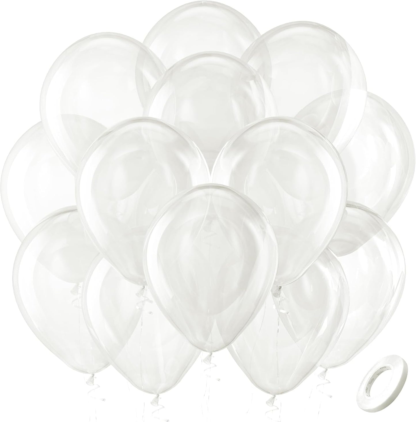 Bezente Clear Balloons Latex Party Balloons - 100 Pack 12 inch Round Helium Transparent Balloons for Wedding Bridal Shower Birthday Bubble Party Decoration