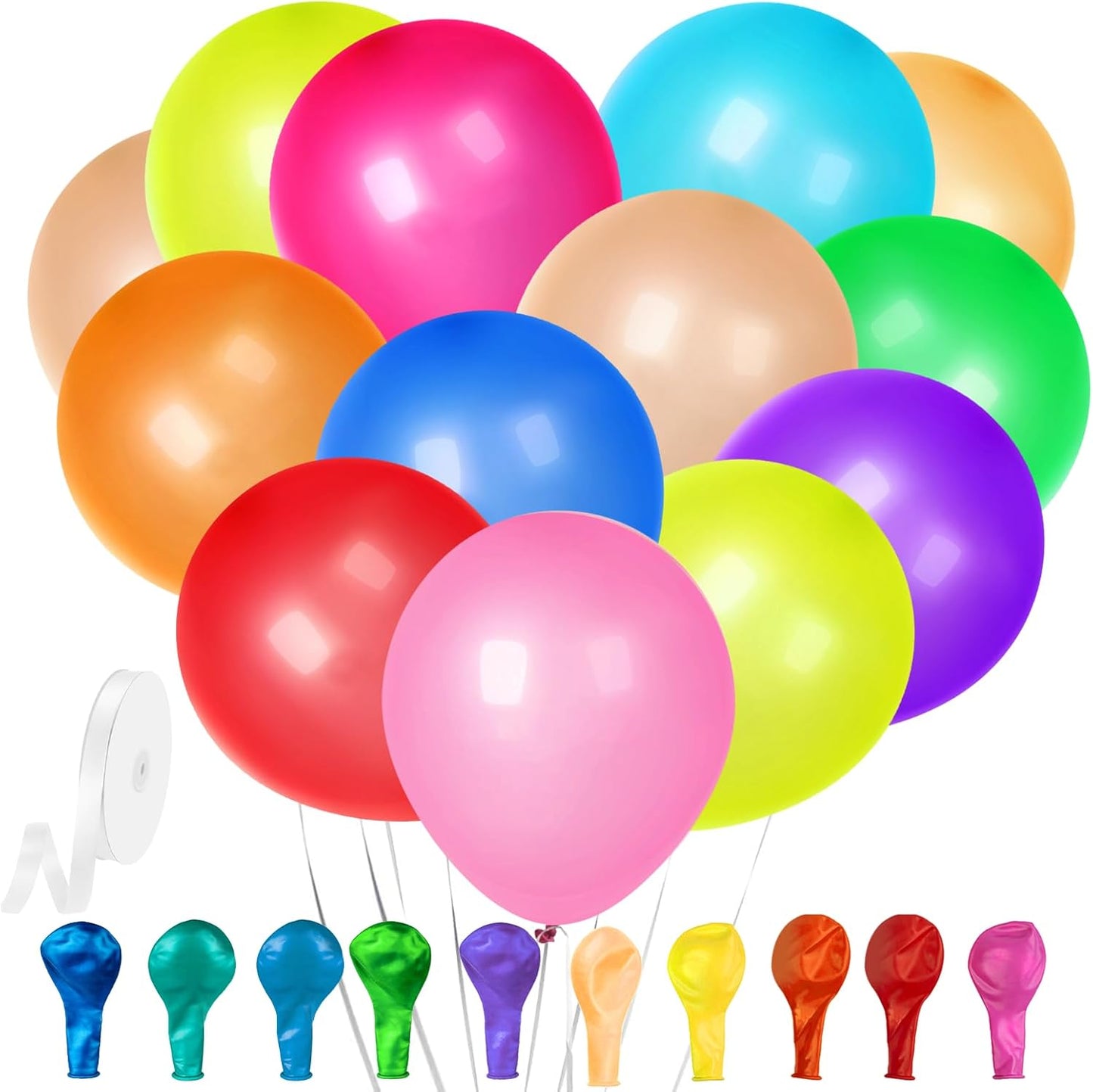 120 Pack Balloons Assorted Color 12 Inches Rainbow Latex Balloons, 10 Bright Color Balloon Arch Kit, for Birthday Baby Shower Wedding Party Decorations
