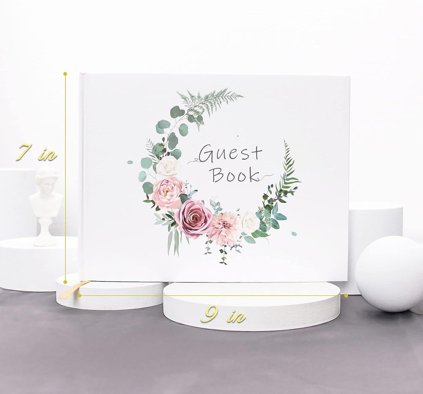 Vienrose Wedding Guest Book Registry Sign-in Book with 123 Blank Lined Pages Gilded Edges Hardcover Book for Wedding Baby Shower Birthday