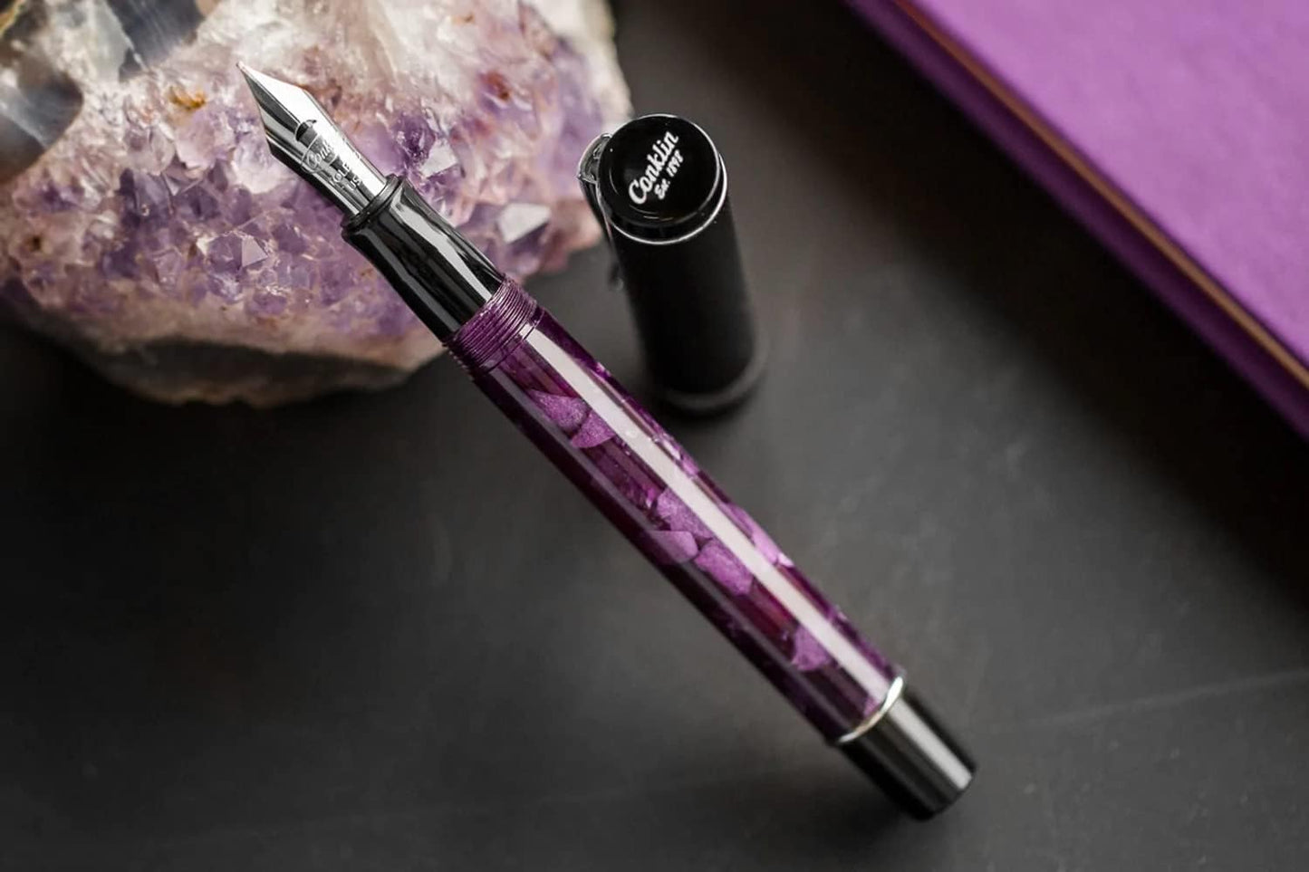 Conklin Duragraph Fountain Pen Purple Nights - Extra Fine Nib, Precision Writing Instrument with Rich Purple Finish