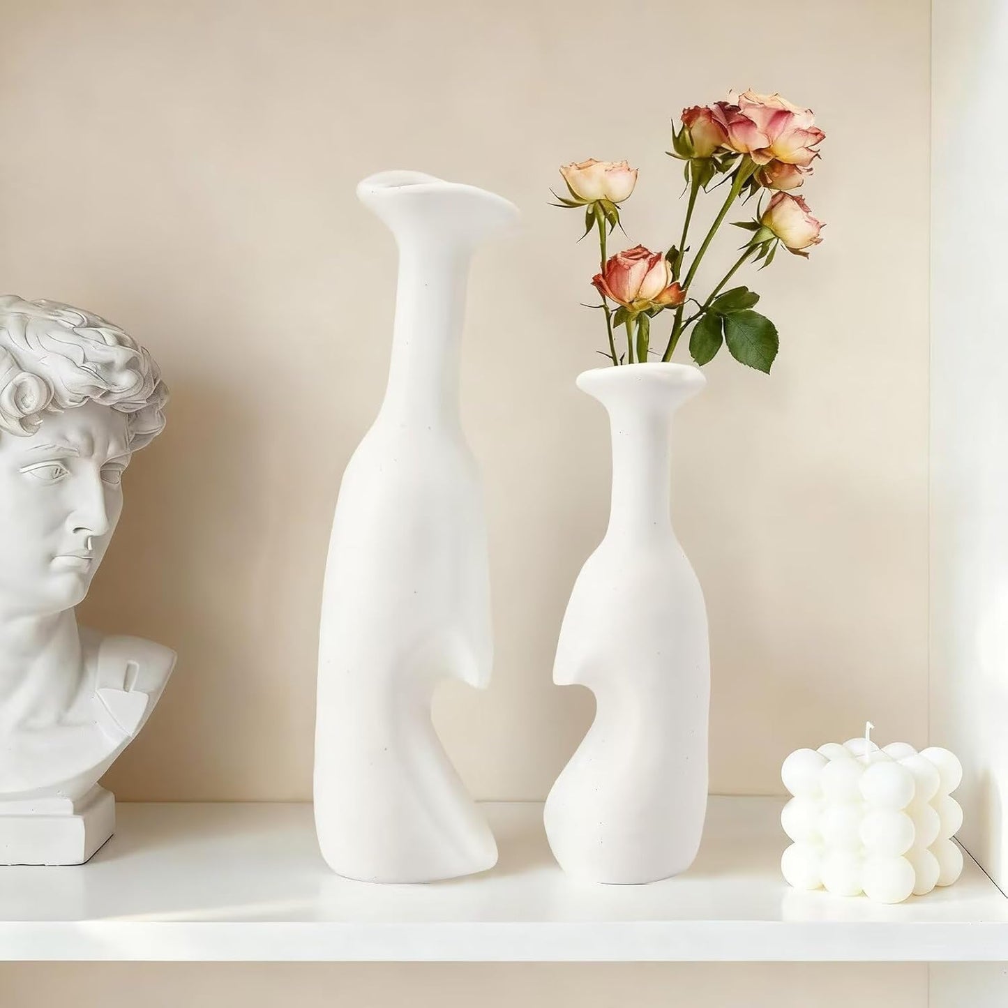 Heart Shaped Small Ceramic Vases Set of 2 Home Decor Boho Vase Modern Matte Flower Vase Minimalist Decorative Vase for Wedding Gift Dining Coffee Table Book Shelf Office Décor