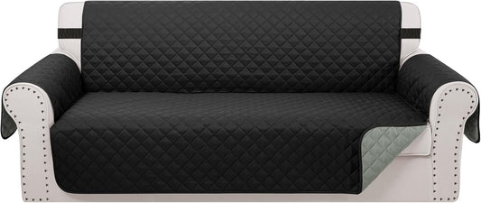 Reversible 4 Seater Sofa Cover 91 Inch Large Couch Cover Furniture Protector(Sofa XX-Large,Black/Grey)