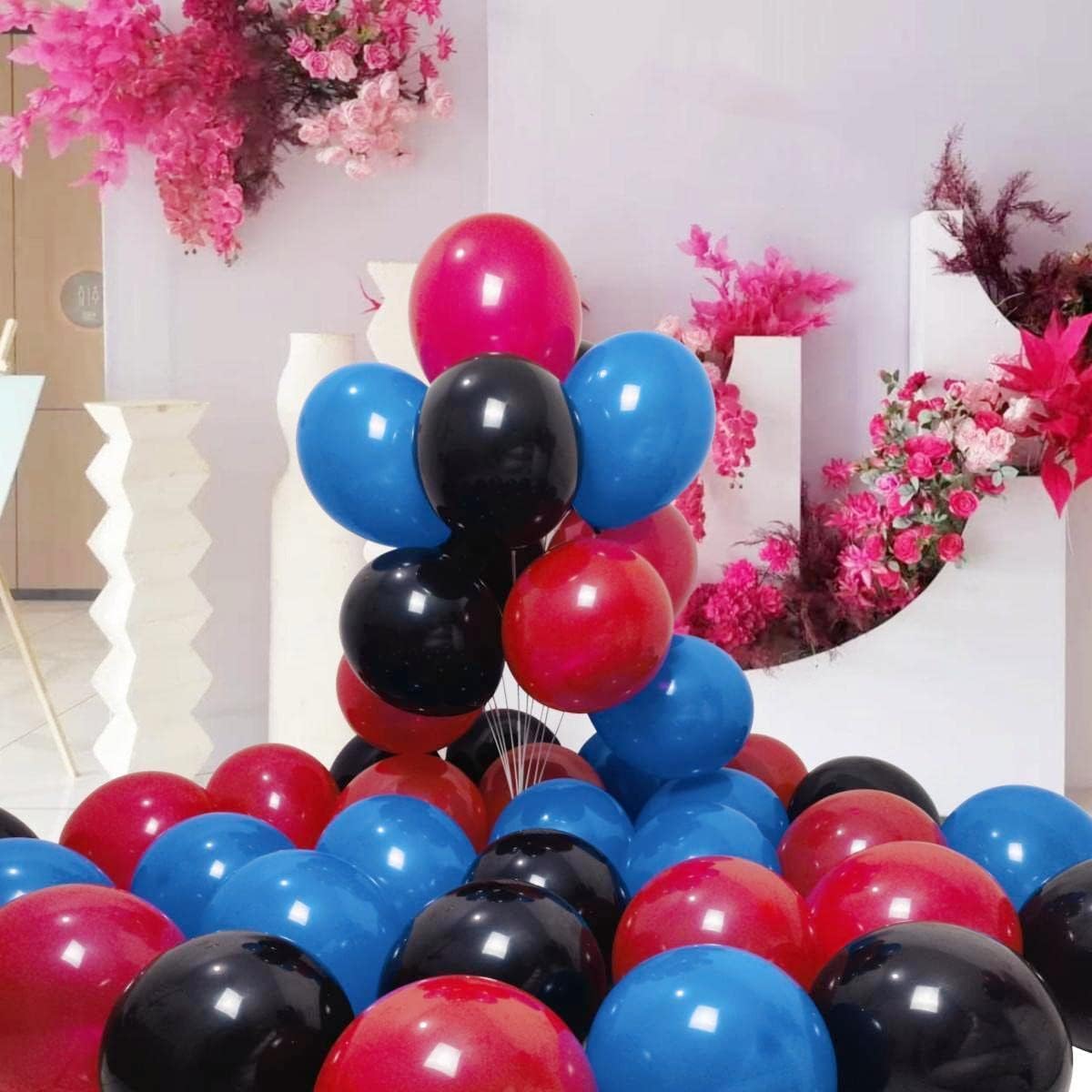 300 Pack Red Black Blue Balloons 100 of each of the 3 colors 12 inch Red Black Blue Latex Party Balloon Bulk for Various Party Events Decorations