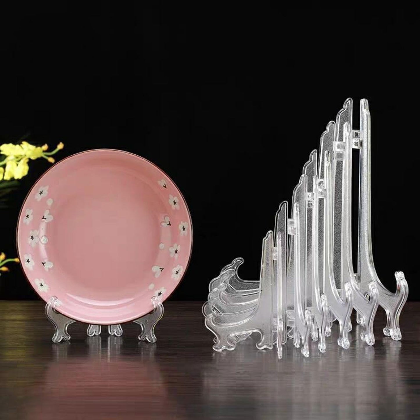 12 Pack 3 Inch Clear Plastic Easels or Stand/Plate Holders to Display Pictures or Other Items at Weddings, Plate Stands for Home Decoration, Birthdays, Tables