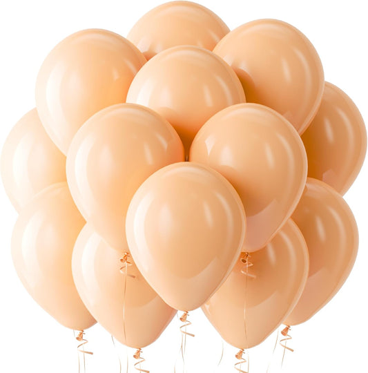 Bezente Nude Balloons Latex Party Balloons - 100 Pack 12 inch Round Helium Sand Nude Balloons for Birthday Wedding Bridal Shower Party Decorations