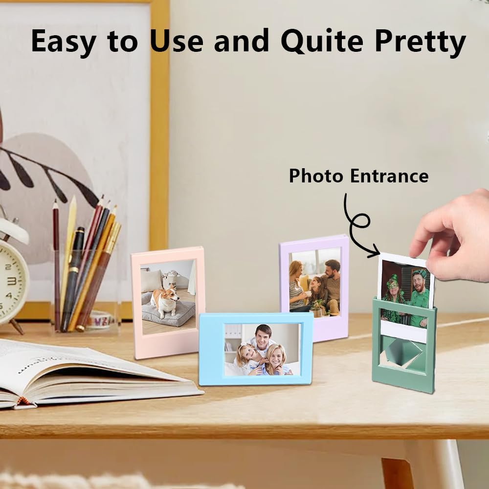 24 Pcs Polaroid Picture Frames, 2''x3'' Photo Frame for Fujifilm Instax Polaroid Film 8 Colors Mini Frame with Stand Small Wallet Size Picture Frames for Home, Office Tabletop Display