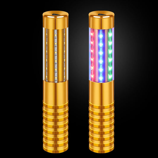 2 Pieces RGB LED Strobe Baton Light Rechargeable Bottle Service Sparklers Stick Reusable Champagne Bottle Handheld LED for Club Stage Nightclub Party Concert Event Bar Outdoor - Gold