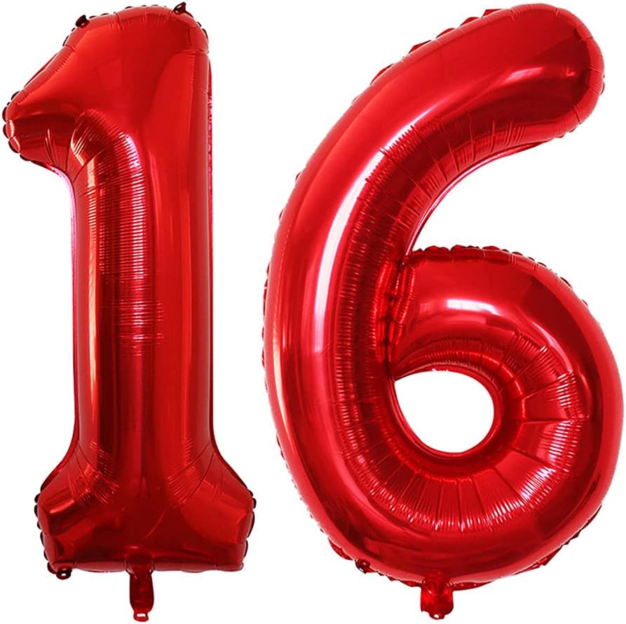 GOER Number 16 Balloons for 16th Birthday Sweet 16 Party Decorations,42 Inch Jumbo Foil Helium 61 Balloons for 61st Birthday Party Decoration (Red)