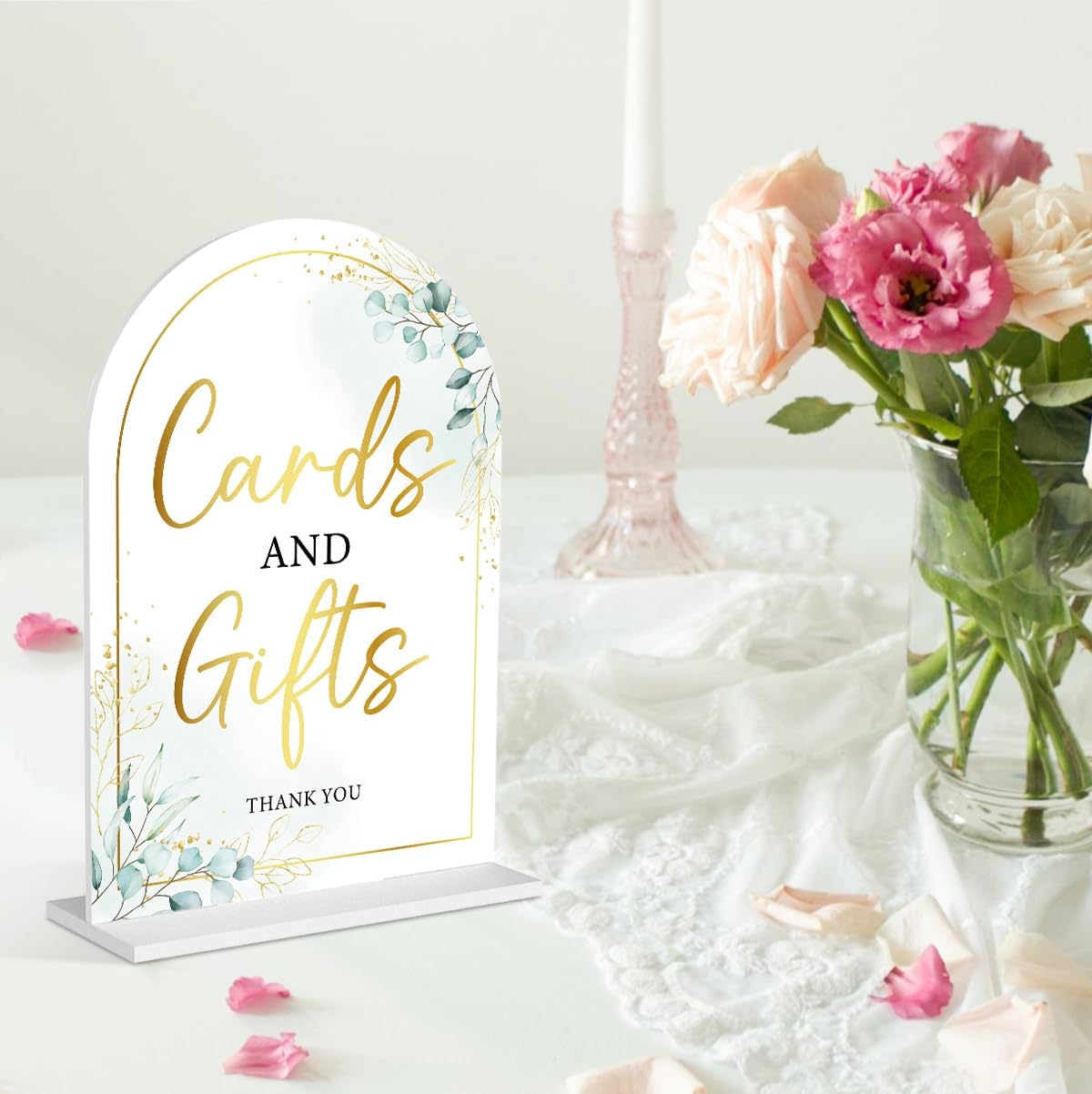 2-Piece Acrylic Wedding Sign Set for Ceremony & Reception - 5x7 Inch White Guest Book, Cards & Gifts, Please Sign Our Guest Book - Wedding Decor Bundle