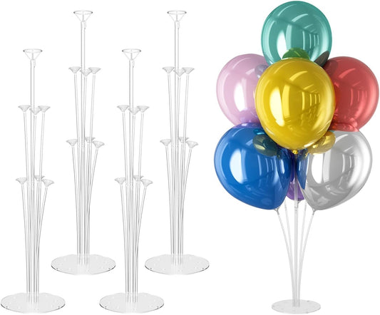 4 Set Balloon Stand Kit - Table Balloon Stands with Base, Easy Assembly Balloon Sticks, Reusable Balloon Holders for Baby Showers, Weddings, Birthdays, Party Decorations.