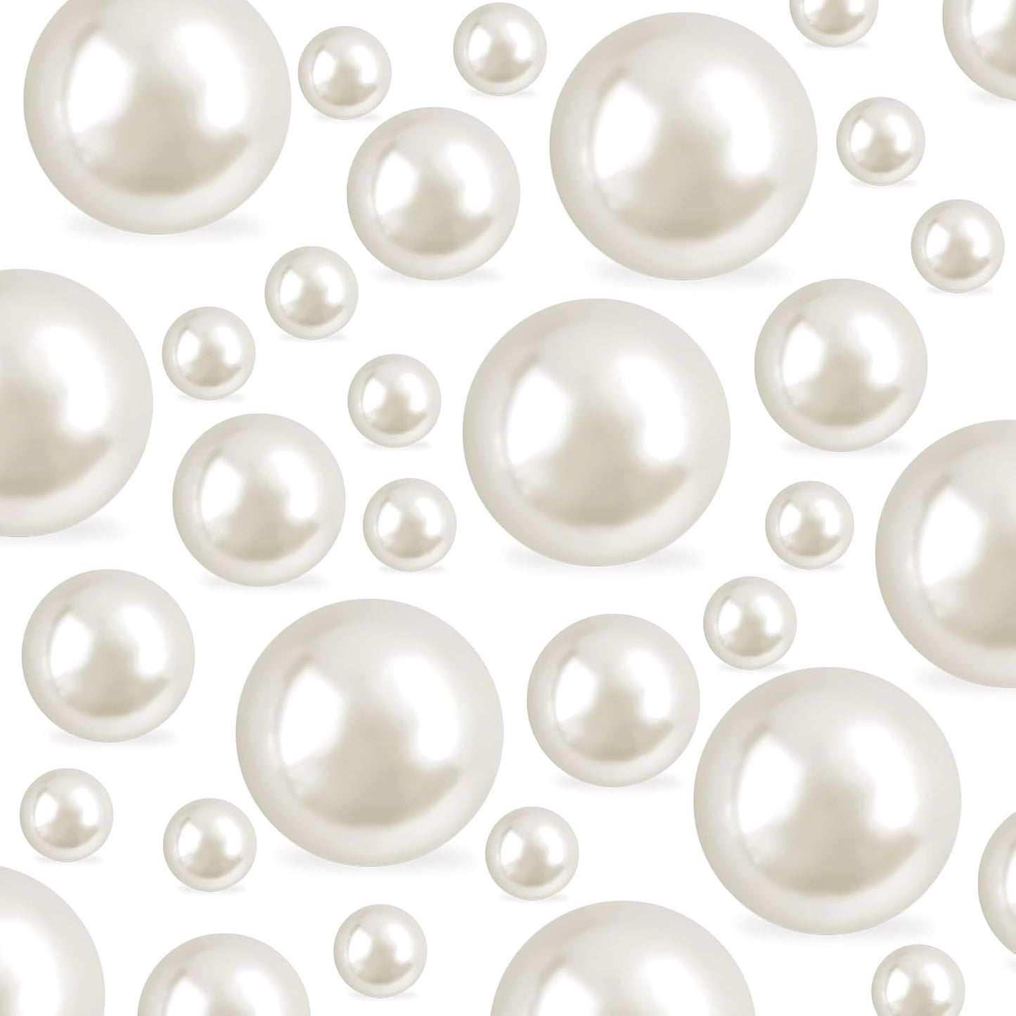 260Pcs Cream Glossy Beads - 6mm, 14mm, 18mm Round Plastic Pearl Beads for Centerpiece Decor, Wedding, Birthday, Christmas Party, Home Decor