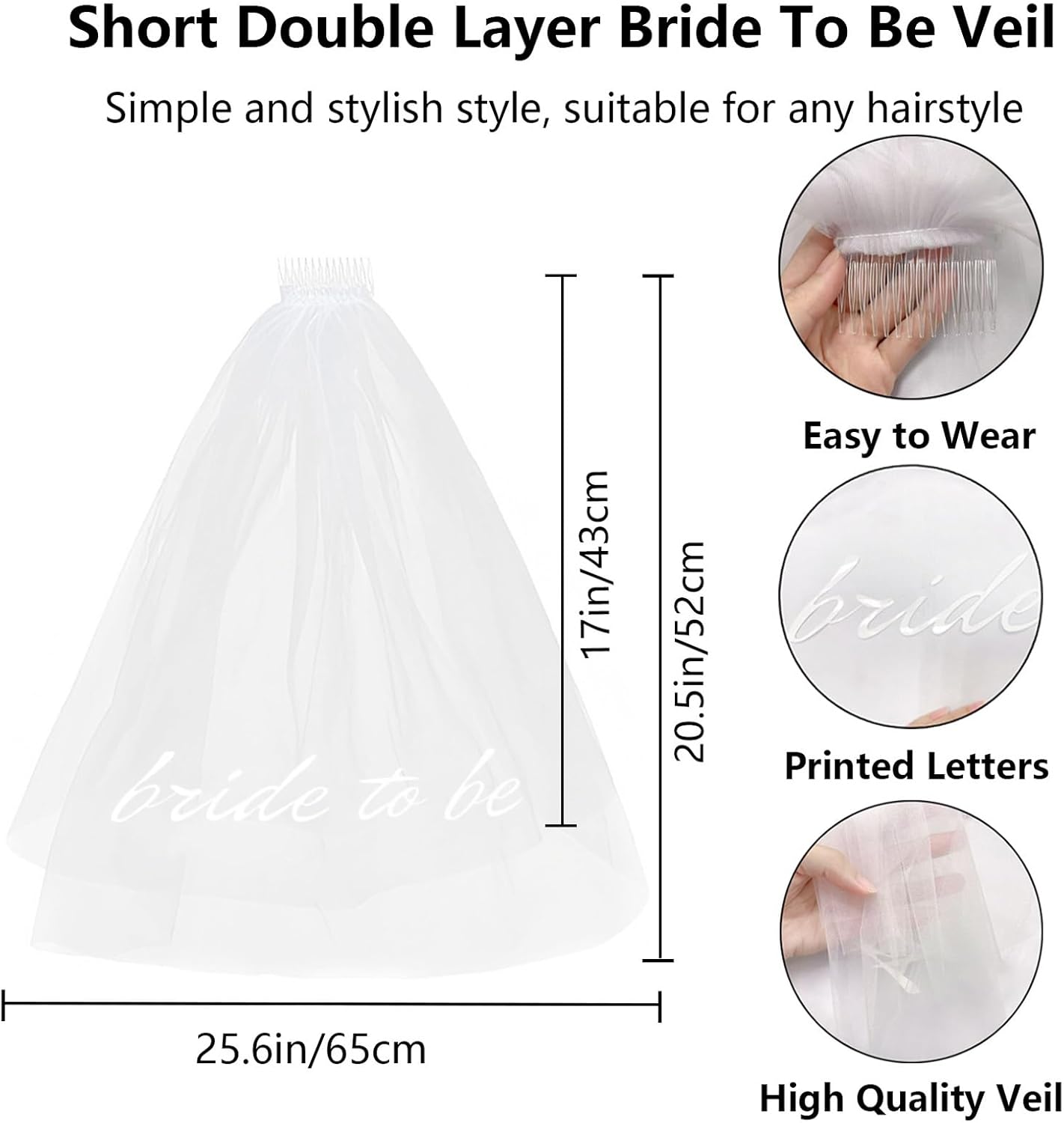 3PCS Bride To Be Veil White Print Bridal Veils Bride Sash and Pearl Sunglasses for Bachelorette Party