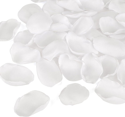 Artificial White Rose Petals 300pcs Silk Rose Petals Fake Flower Petals for Wedding Flower Girl Basket Valentines Day Anniversary Proposal Ceremony Romantic Night Party Decoration (White)