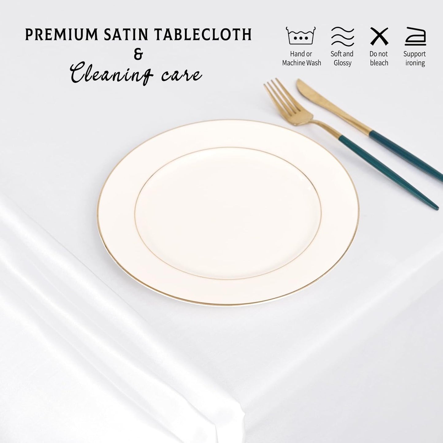 6 Packs Satin Tablecloth 57 x 108 Inch White Rectangular Table Cloth Silk Tablecloth Smooth Fabric Overlay Satin Table Cover Decoration for Wedding Party Banquet Events