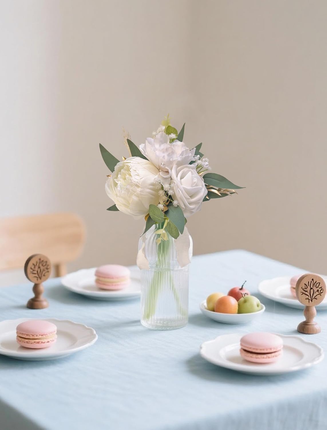 CherishedMoments Set of 6 Assorted Flower Centerpieces Mini Floral Wedding Flowers Set for Fall Wedding Table Centerpieces Decoration, White Bouquets and Home Decor