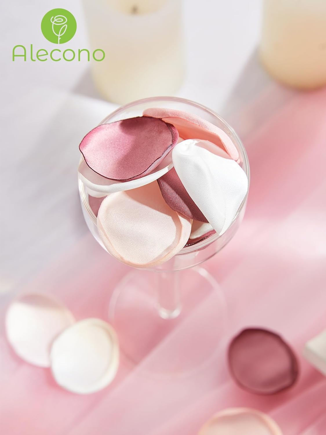 Alecono 𝟲𝟬𝟬𝙋𝙘𝙨 Silk Rose Petals, Pink Petals for Wedding Proposal Flower Girl Baket, Fake Rose Petals for Night Table Decoration