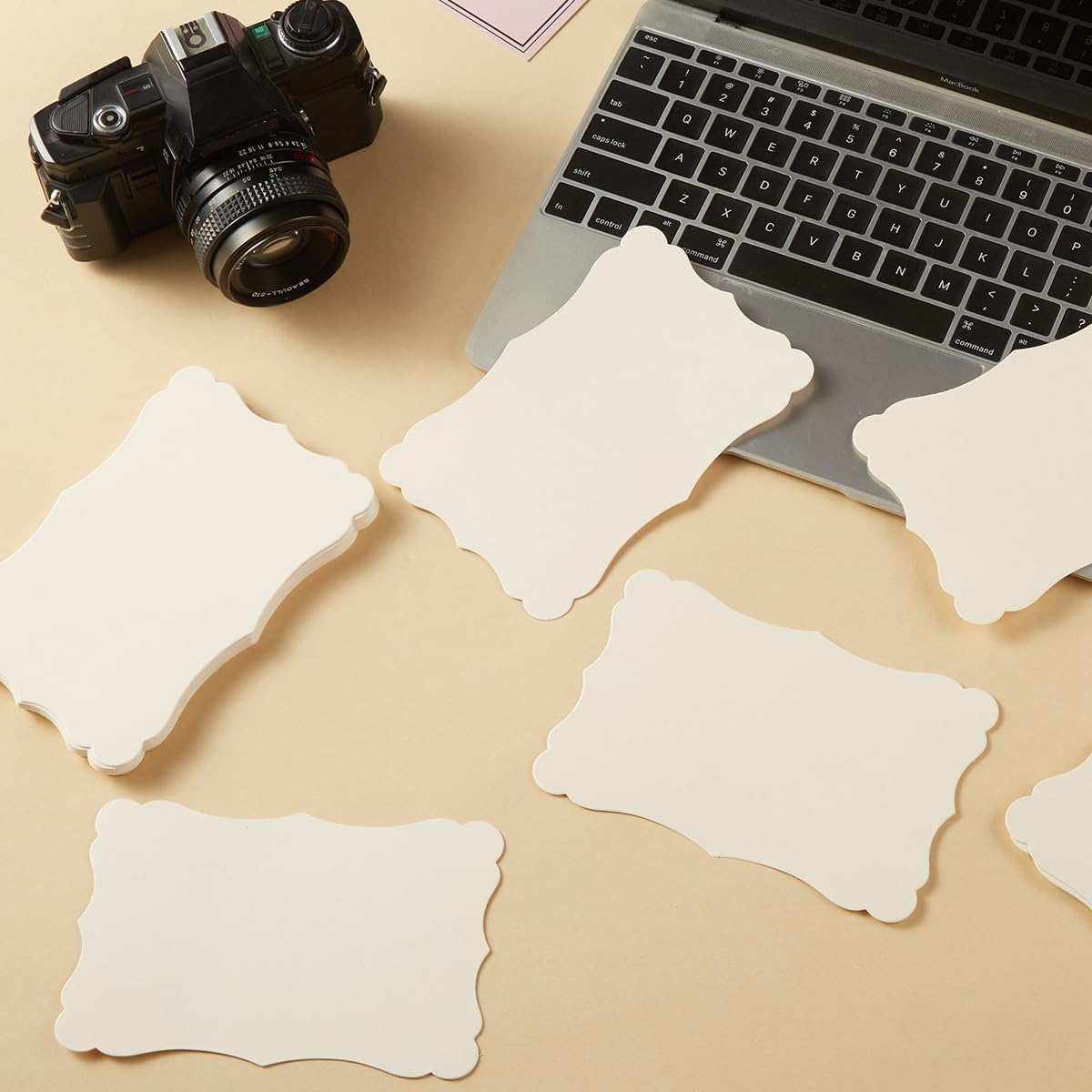 50 Pack Blank Kraft Cards Cardstock Thick Paper Brown Greeting Cards for DIY Gift Card Menus, Baby Shower and Wedding Invitations (Cream, 4x6IN)