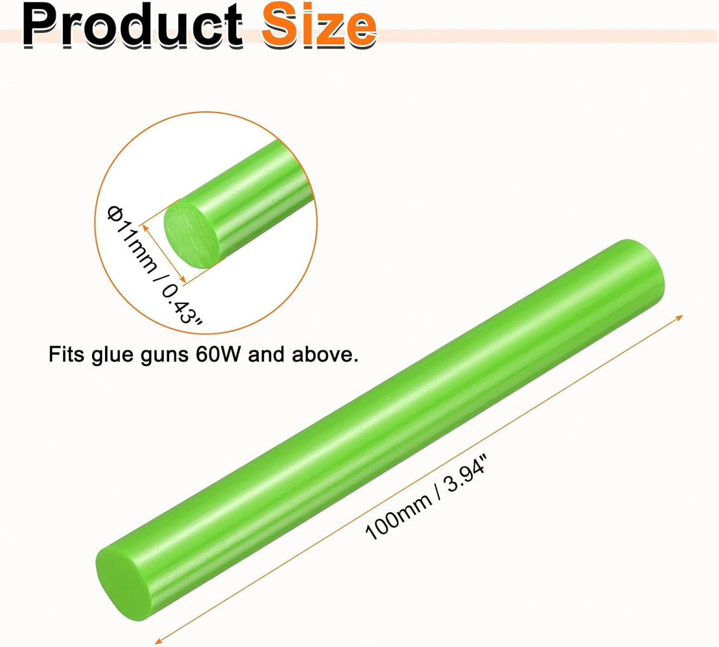 HARFINGTON 10pcs Hot Glue Sticks 0.43" Dia x 3.94" Long EVA Mini Hot Melt Adhesive Glue Stick for Hot Melt Gun Wood Plastic Glass Flowers Fabrics Foam, Light Green